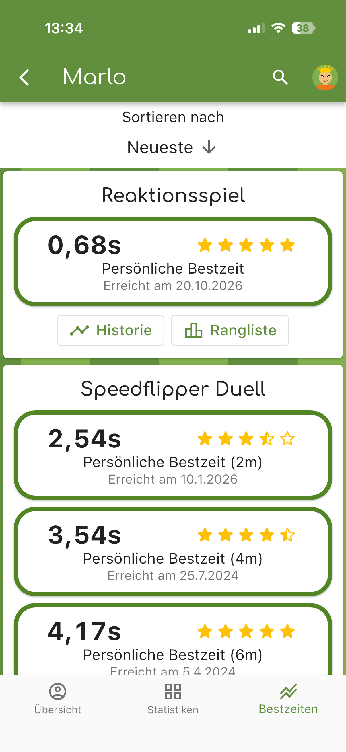 Originalansicht aus Connect: Bestzeiten