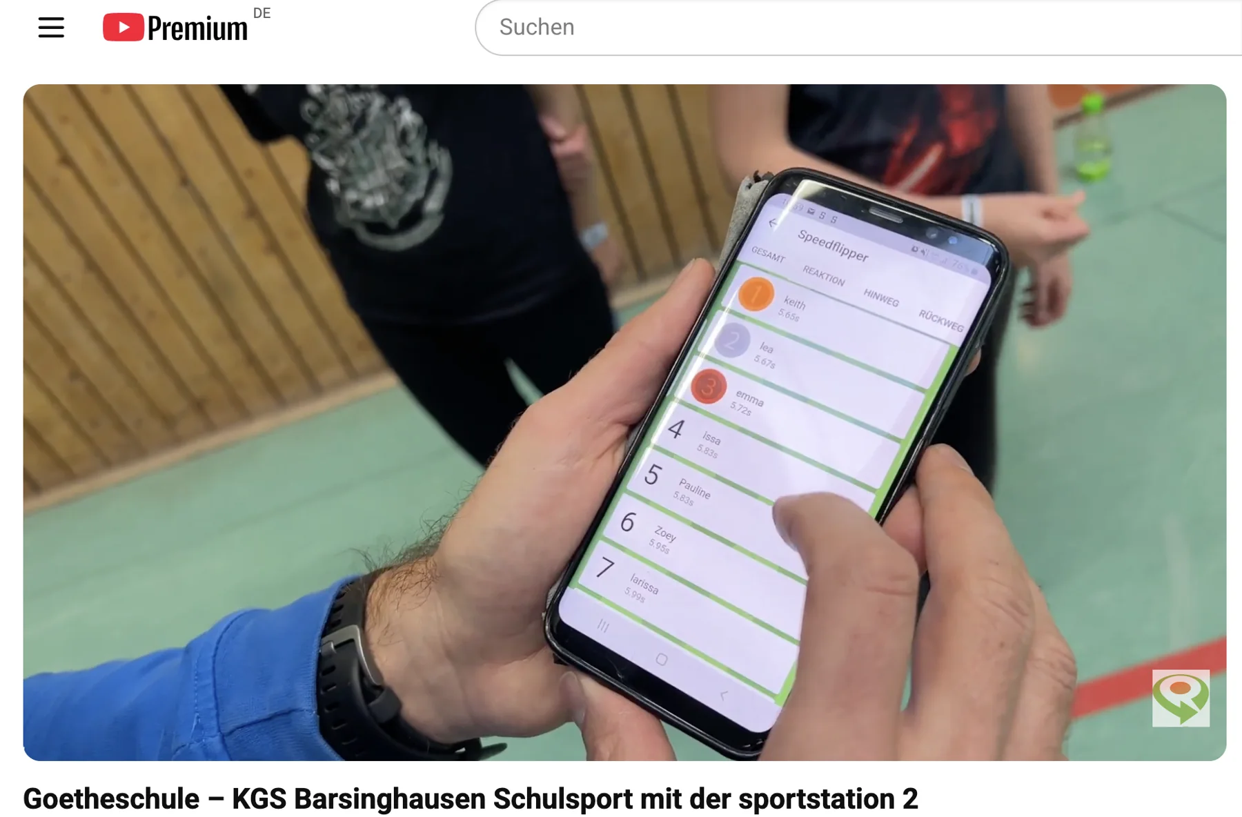 Auswertung der sportstation2 auf dem Handy beim Schulsport an der Goetheschule KGS Barsinghausen